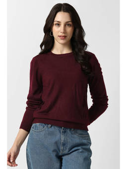 Van Heusen - Maroon Solid Regular Fit Sweater