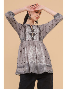 Soch - Grey Muslin Printed Tunic