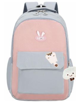 Tinytot - Peach and Grey Korean Style Backpack for Kids -30 Litre (7-12 Years)