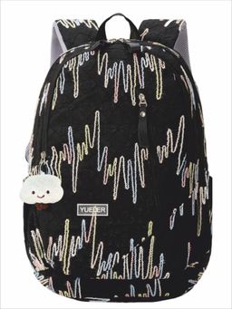 Tinytot - Black Textured Korean Style Backpack for Kids -30 Litre (7-12 Years)