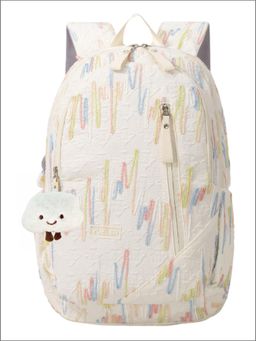 Tinytot - Cream Textured Korean Style Backpack for Kids -30 Litre (7-12 Years)