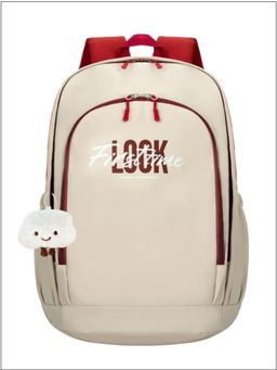 Tinytot - Cream and Red Korean Style Backpack for Kids -30 Litre (7-12 Years)