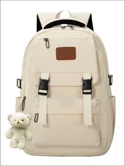 Tinytot - Cream Flap Detail Korean Style Backpack for Kids -30 Litre (7-12 Years)