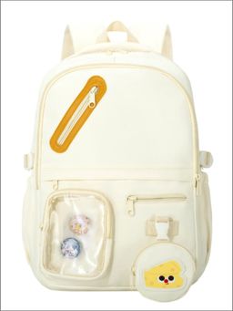 Tinytot - Cream Korean Style Backpack for Kids -30 Litre (7-12 Years)