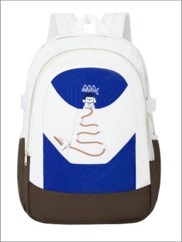 Tinytot - White Colorblock Korean Style Backpack for Kids -25 Litre (7-12 Years)