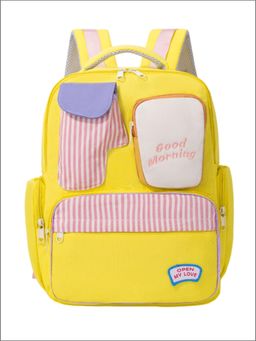 Tinytot - Yellow Box Pockets Korean Style Backpack for Kids -25 Litre (7-12 Years)