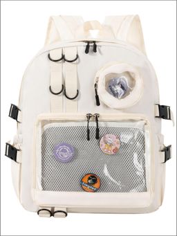 Tinytot - Cream Korean Style Backpack for Kids -25 Litre (7-12 Years)