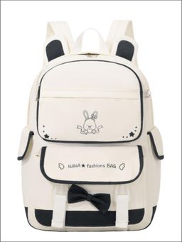 Tinytot - White and Black Korean Style Backpack for Kids -30 Litre (7-12 Years)