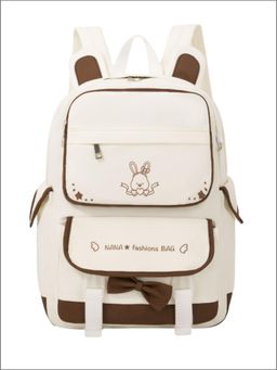 Tinytot - White and Brown Korean Style Backpack for Kids -30 Litre (7-12 Years)