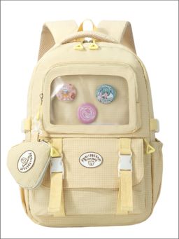 Tinytot - Yellow Kids Backpack with Cute Attached Pouch -30 Litre (7-12 Years)