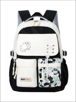 Tinytot - Black Box Pockets Korean Style Backpack for Kids -34 Litre (7-12 Years)
