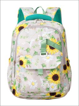 Tinytot - Beige and Yellow Floral Printed Backpack for Kids -34 Litre (7-12 Years)