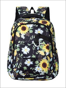 Tinytot - Black and Yellow Floral Printed Backpack for Kids -34 Litre (7-12 Years)