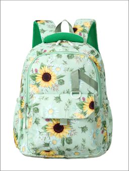 Tinytot - Green and Yellow Floral Printed Backpack for Kids -34 Litre (7-12 Years)