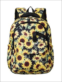 Tinytot - Yellow and Black Floral Printed Backpack for Kids -34 Litre (7-12 Years)