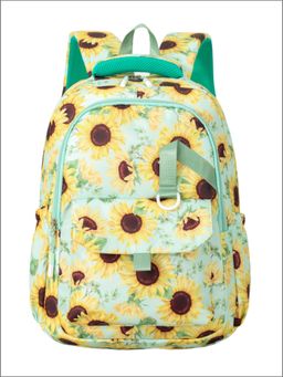 Tinytot - Green and Yellow Floral Printed Backpack for Kids -34 Litre (7-12 Years)
