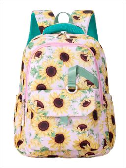 Tinytot - Pink and Yellow Floral Printed Backpack for Kids -34 Litre (7-12 Years)