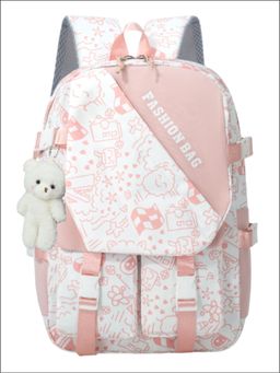 Tinytot - Peach Printed Soft Toy Attached Kids Backpack -30 Litre (7-12 Years)