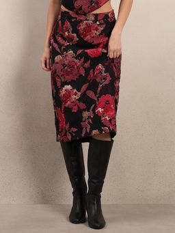 VERO MODA - Black Jacquard Midi Skirt