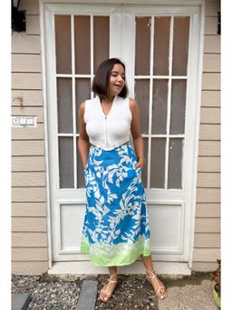 Label Tanvee - Blue Breeze Cotton Midi Skirt