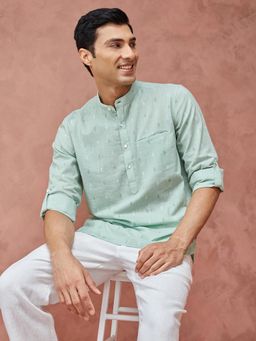 Fabindia - Green Cotton Hand Block Printed Mid Casual Shirt