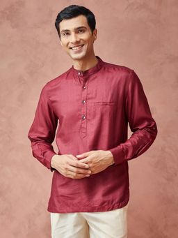 Fabindia - Maroon Viscose Silk Slim Fit Mid Casual Shirt