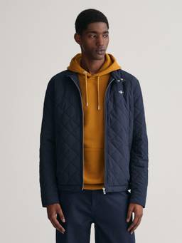 GANT - Men Blue Solid Stand Collar Full Sleeves Bomber Jacket