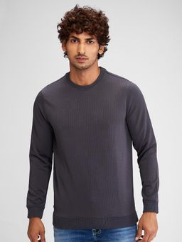 Spykar - Men Solid Grey Slim Fit Full Sleeves Sweatshirt