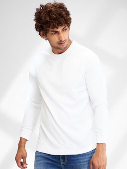 Spykar - Men Solid White Slim Fit Full Sleeves Sweatshirt
