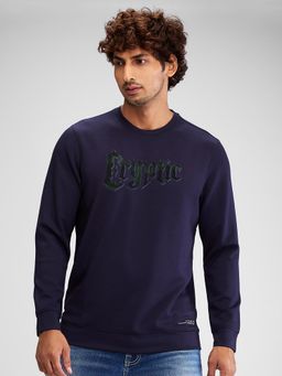 Spykar - Men Solid Blue Regular Fit Full Sleeves Sweatshirt