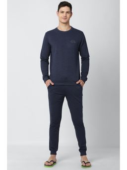 Peter England - Men Navy Solid Casual Co-Ord (Set of 2)