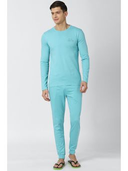 Peter England - Men Blue Solid Casual Co-Ord (Set of 2)