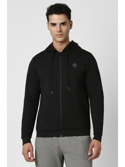 Van Heusen - Men Black Solid Casual Hoodie