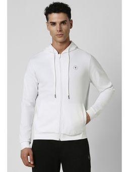 Van Heusen - Men White Solid Casual Hoodie