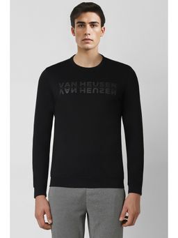 Van Heusen - Men Black Solid Crew Neck Sweatshirt