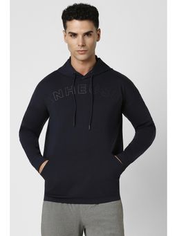 Van Heusen - Men Navy Print Hooded Neck Sweatshirt