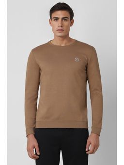 Van Heusen - Men Brown Solid Crew Neck Sweatshirt