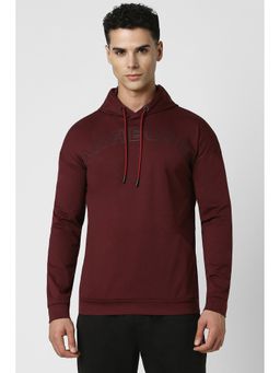 Van Heusen - Men Maroon Print Hooded Neck Sweatshirt