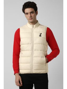 Peter England - Men Cream Solid Casual Jacket