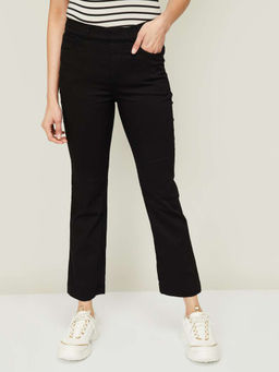 Xpose - Women Black Comfort Bootcut Slip-on High-rise Stretchable Jeans