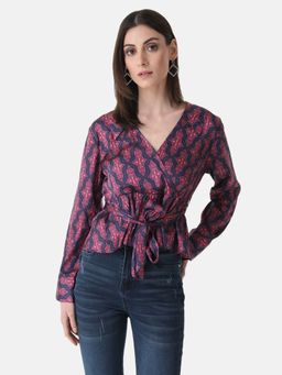 Kazo - Geometric Printed Peplum Top