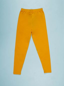 KiddoPanti - Mustard Girls Cotton Solid Ankle Length Leggings