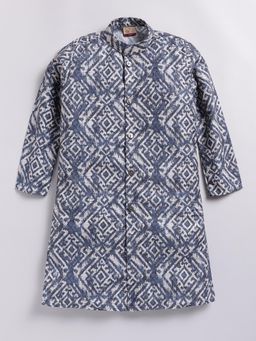 TABARD - Blue Cotton Knit Full Sleeves All Over Printed Kurta