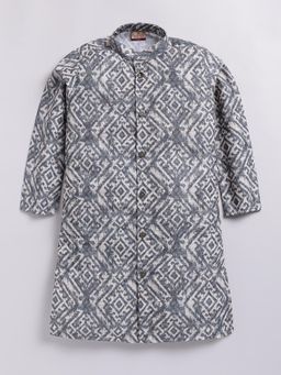 TABARD - Green Cotton Knit Full Sleeves All Over Printed Kurta