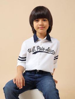 U.S. POLO ASSN. - White Boys Brand Embossed Oxford Shirt