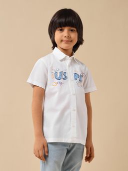 U.S. POLO ASSN. - White Boys Brand Printed Regular Fit Shirt