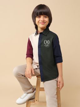 U.S. POLO ASSN. - Multi-Colour Boys Colour blocked Oxford Shirt