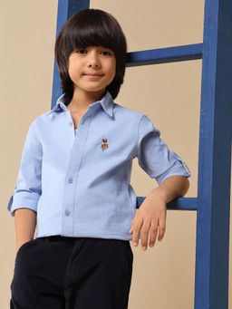 U.S. POLO ASSN. - Blue Boys Solid Oxford Shirt