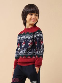 U.S. POLO ASSN. - Red Boys Patterned Knit Sweater