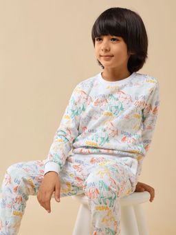 U.S. POLO ASSN. - White Boys Brand Printed Regular Fit Sweatshirt